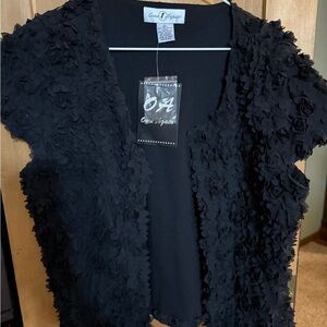 Once Again Black Textured Floral Cardigan